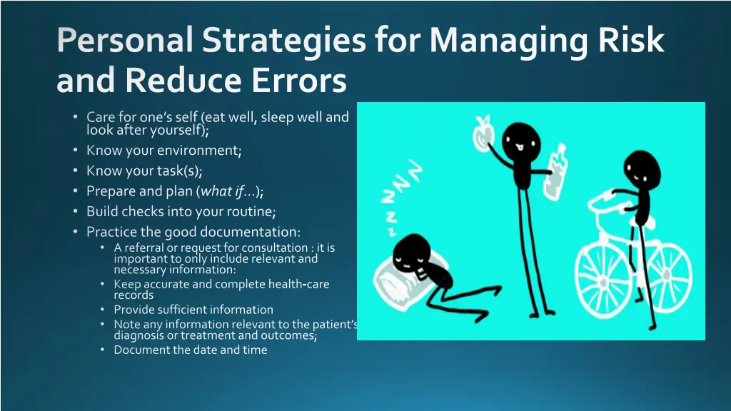 personal strategies for managing risk and reduce