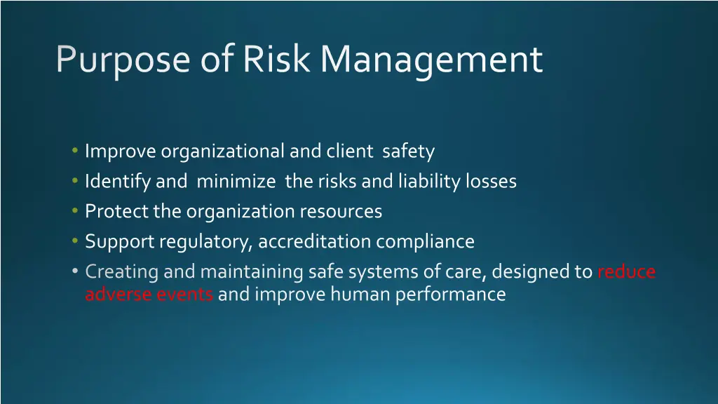 purpose of risk management