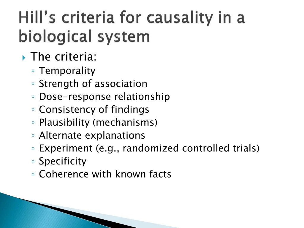 the criteria temporality strength of association