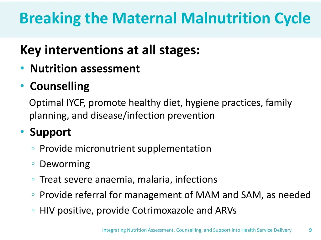 breaking the maternal malnutrition cycle