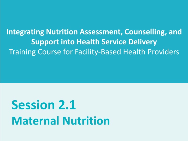 integrating nutrition assessment counselling