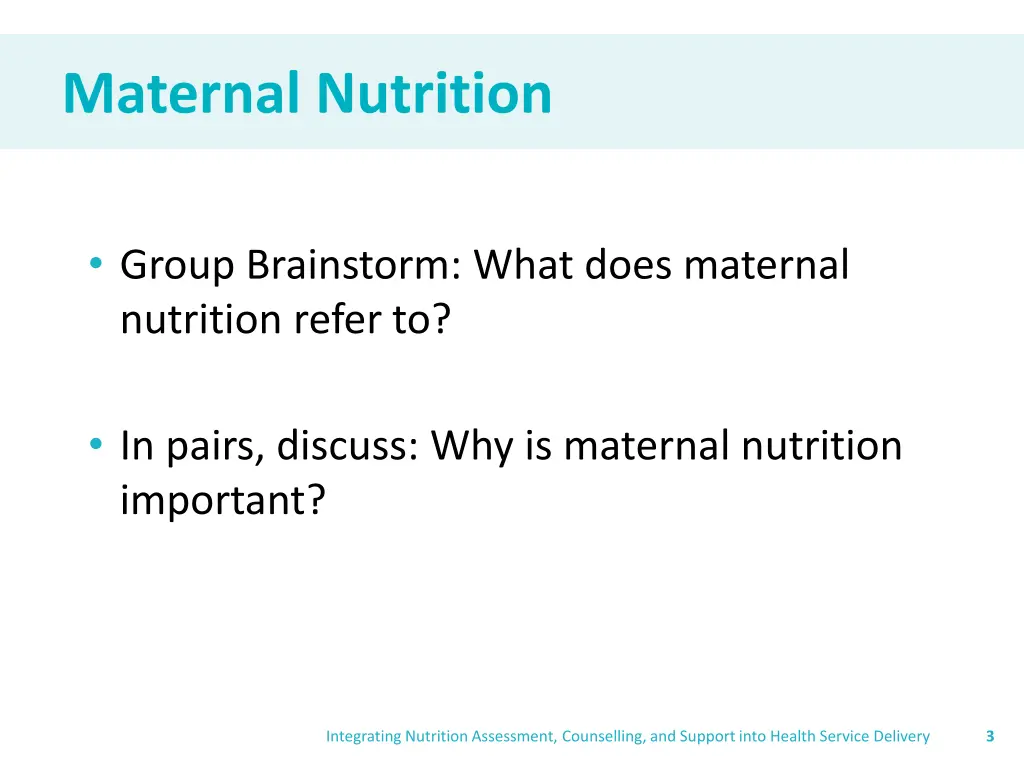 maternal nutrition