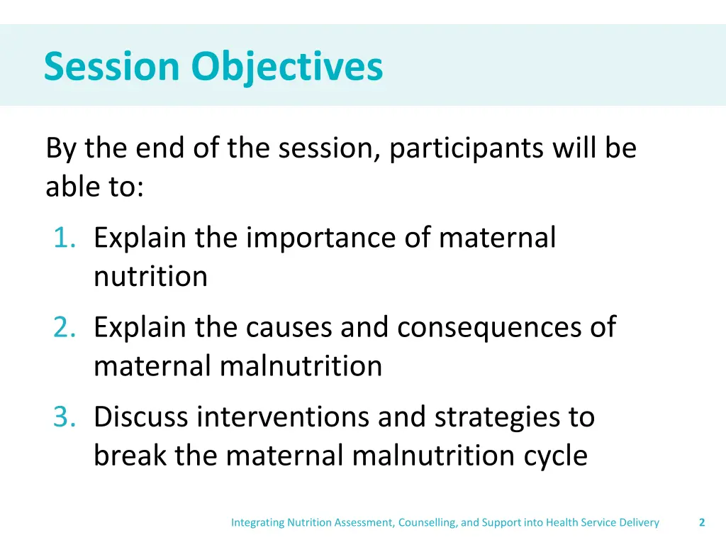 session objectives