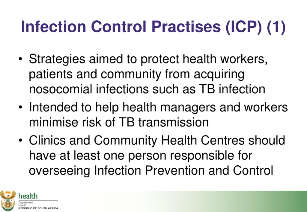 infection control practises icp 1