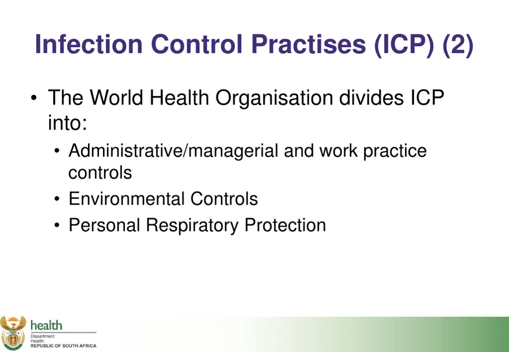 infection control practises icp 2