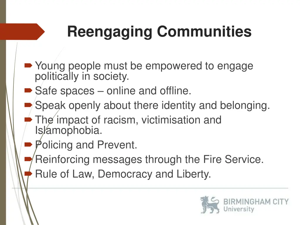 reengaging communities