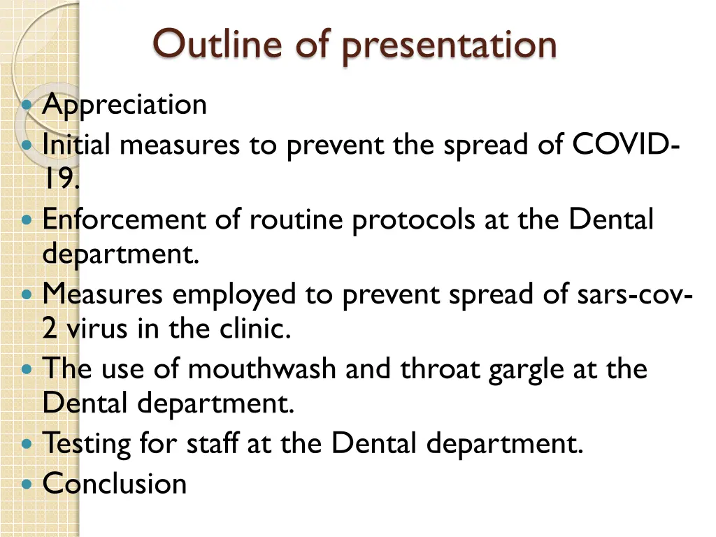 outline of presentation