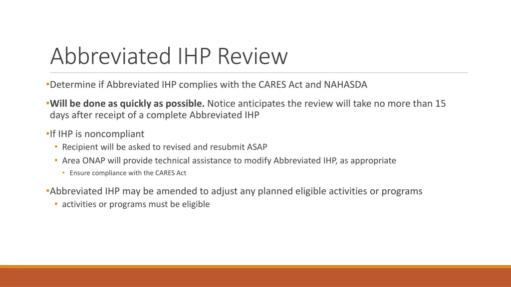 abbreviated ihp review