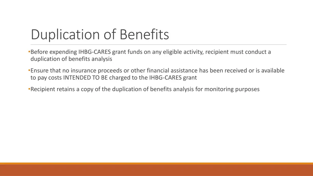 duplication of benefits