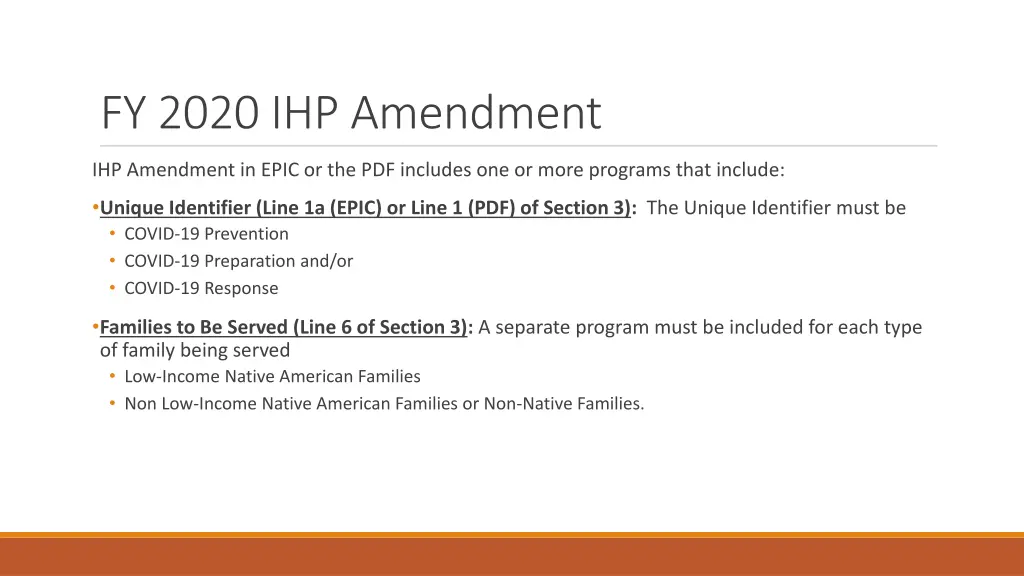 fy 2020 ihp amendment