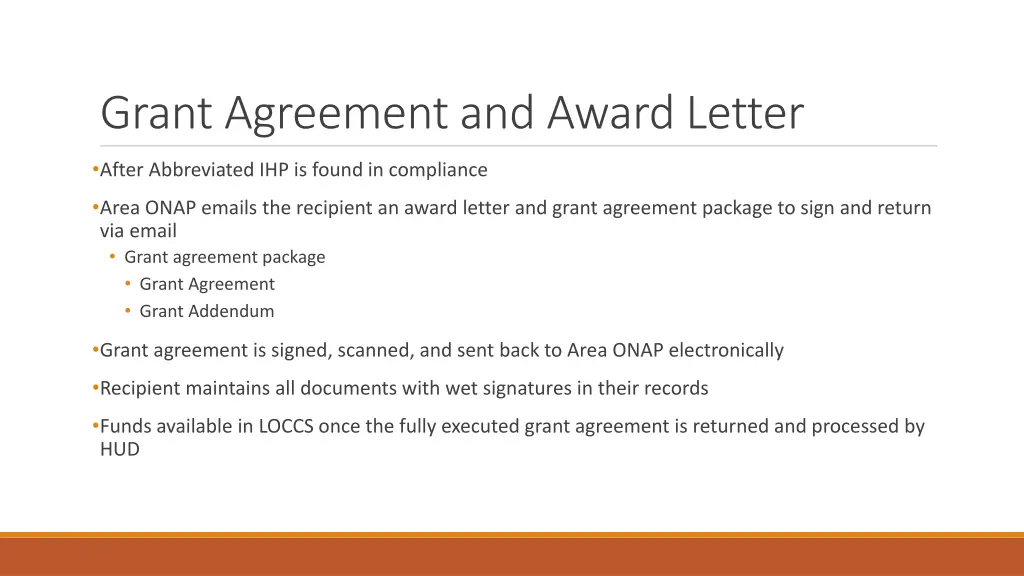 grant agreement and award letter