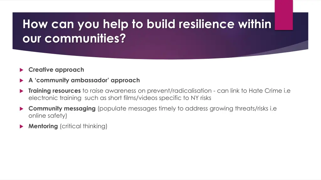 how can you help to build resilience within