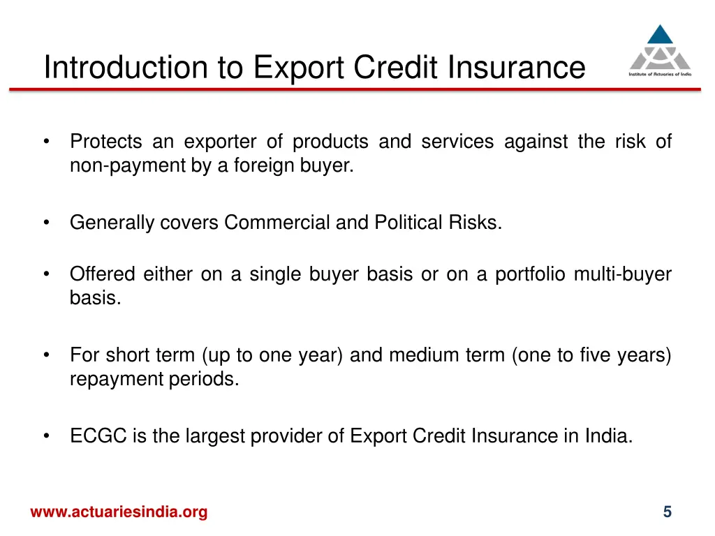 introduction to export credit insurance