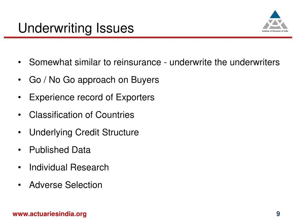 underwriting issues