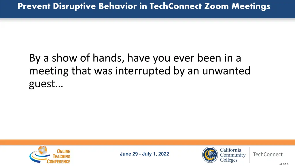 prevent disruptive behavior in techconnect zoom 1