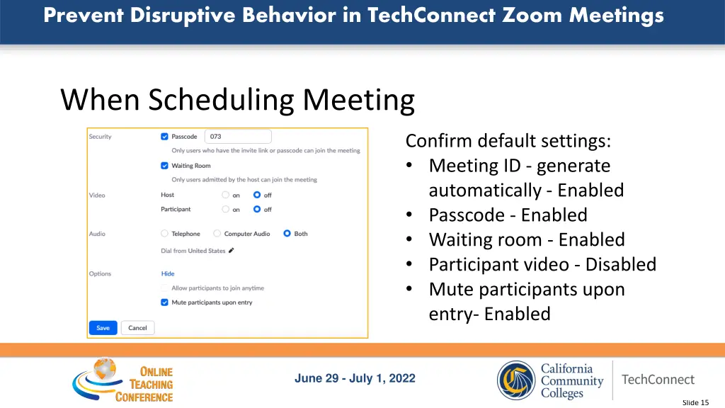 prevent disruptive behavior in techconnect zoom 12