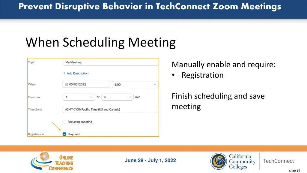 prevent disruptive behavior in techconnect zoom 13