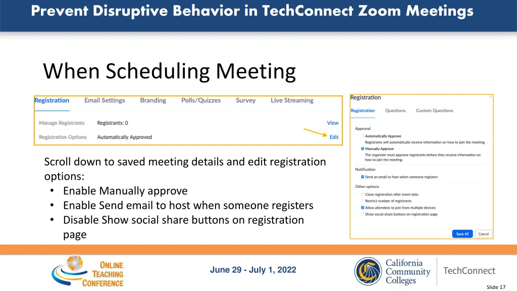 prevent disruptive behavior in techconnect zoom 14