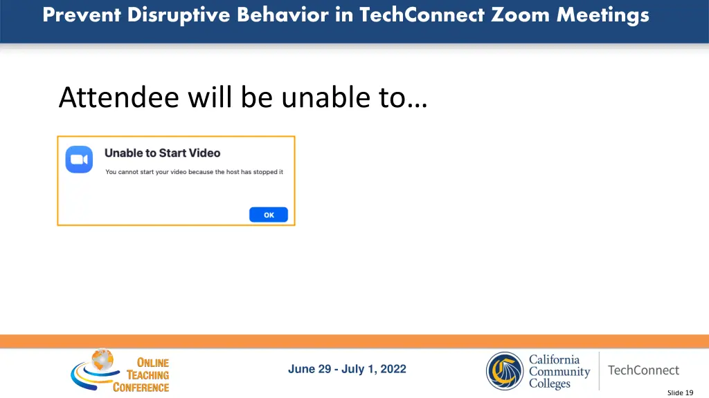 prevent disruptive behavior in techconnect zoom 16