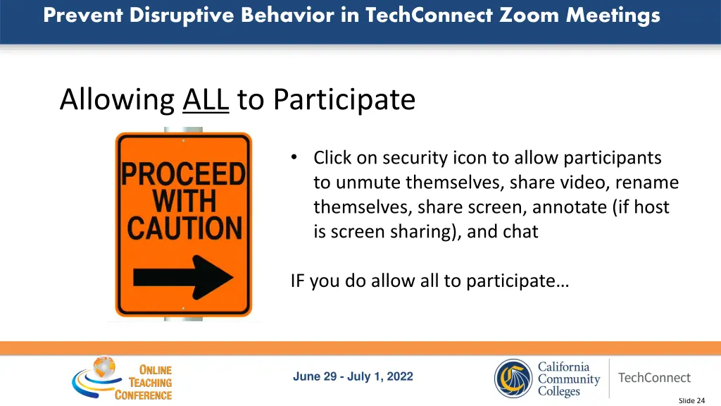 prevent disruptive behavior in techconnect zoom 21