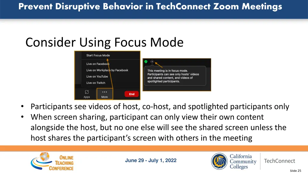 prevent disruptive behavior in techconnect zoom 22