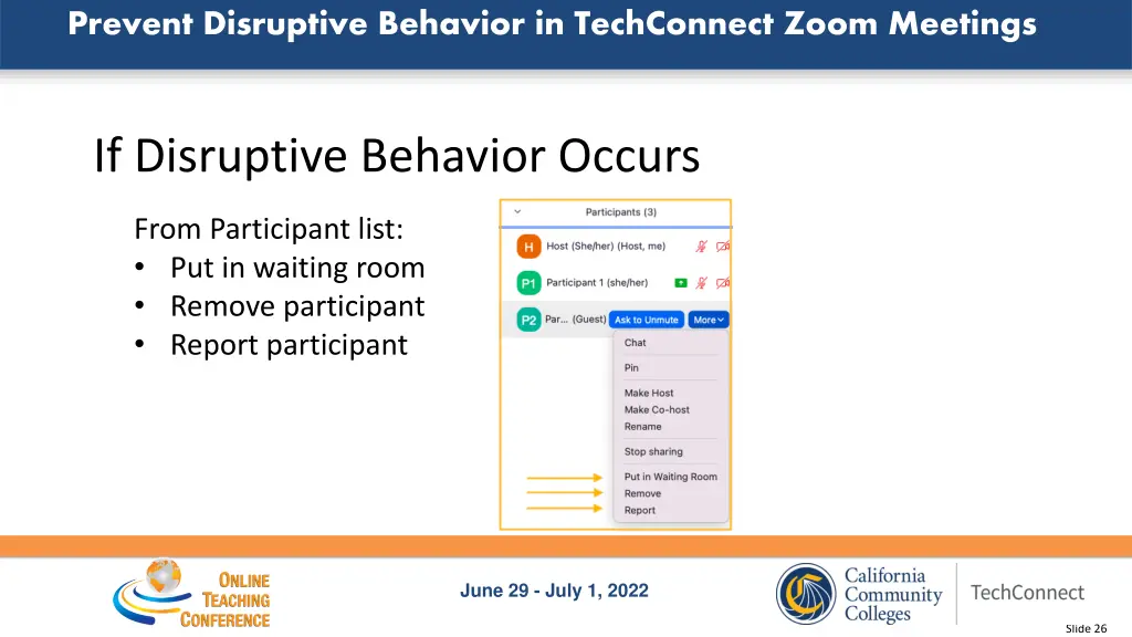 prevent disruptive behavior in techconnect zoom 23