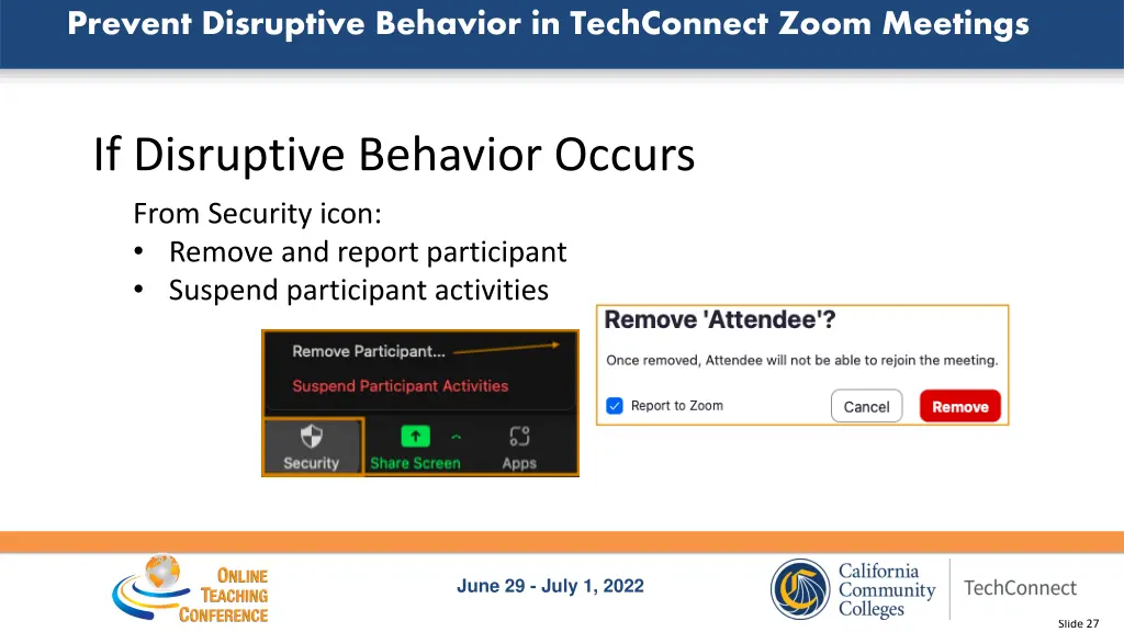 prevent disruptive behavior in techconnect zoom 24