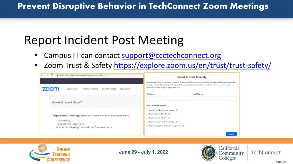 prevent disruptive behavior in techconnect zoom 26