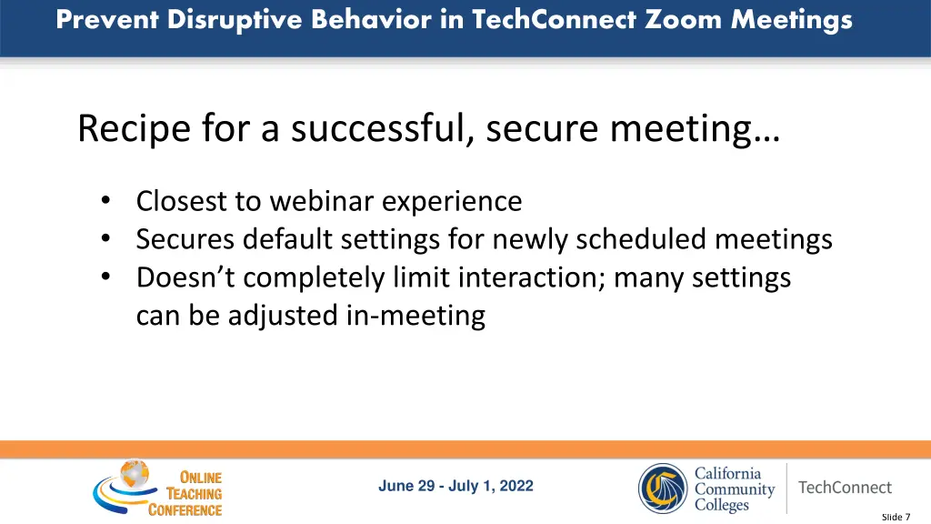 prevent disruptive behavior in techconnect zoom 4