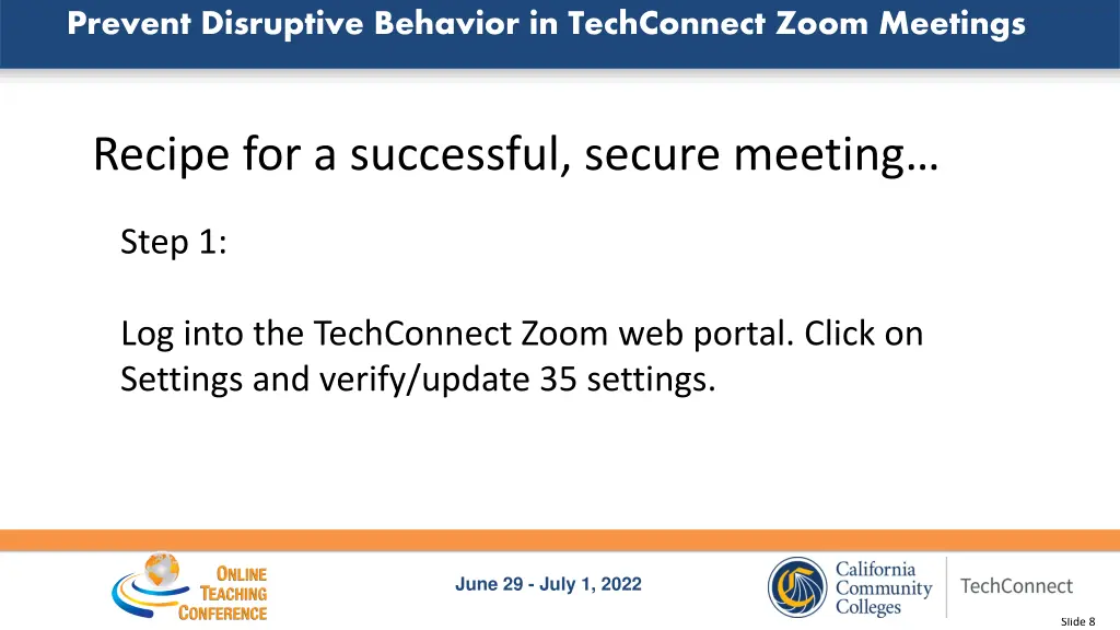 prevent disruptive behavior in techconnect zoom 5