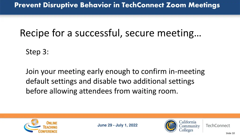 prevent disruptive behavior in techconnect zoom 7