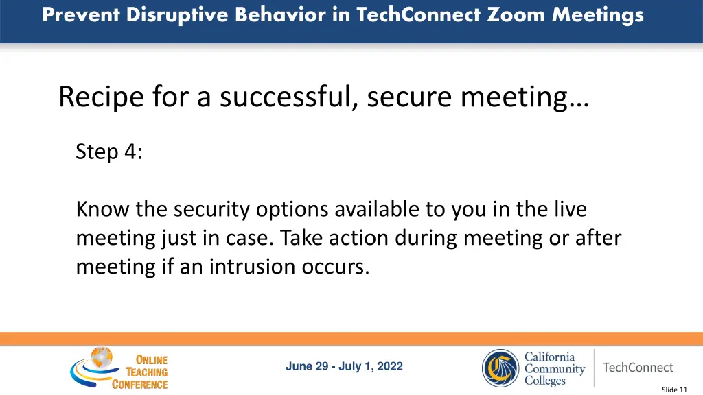 prevent disruptive behavior in techconnect zoom 8