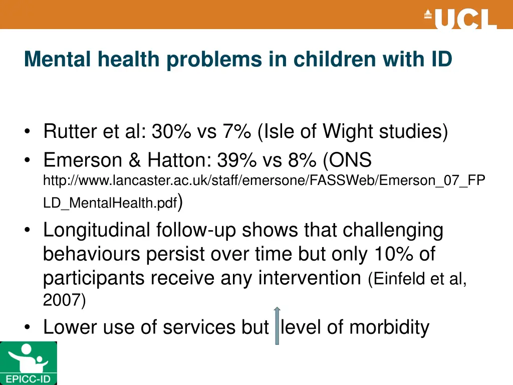 mental health problems in children with id