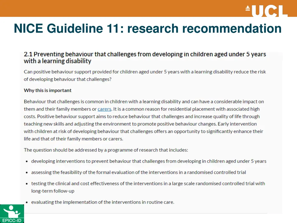 nice guideline 11 research recommendation