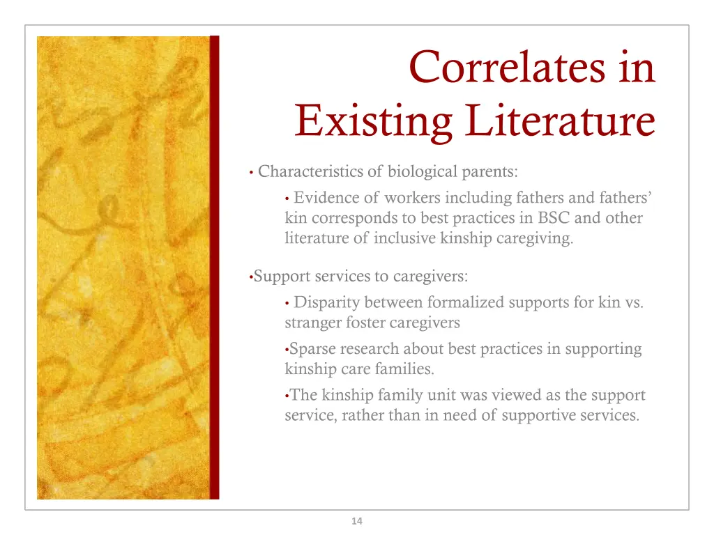 correlates in existing literature 1