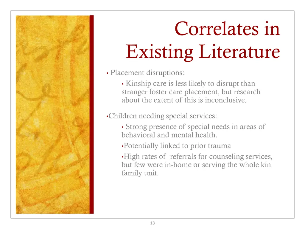 correlates in existing literature