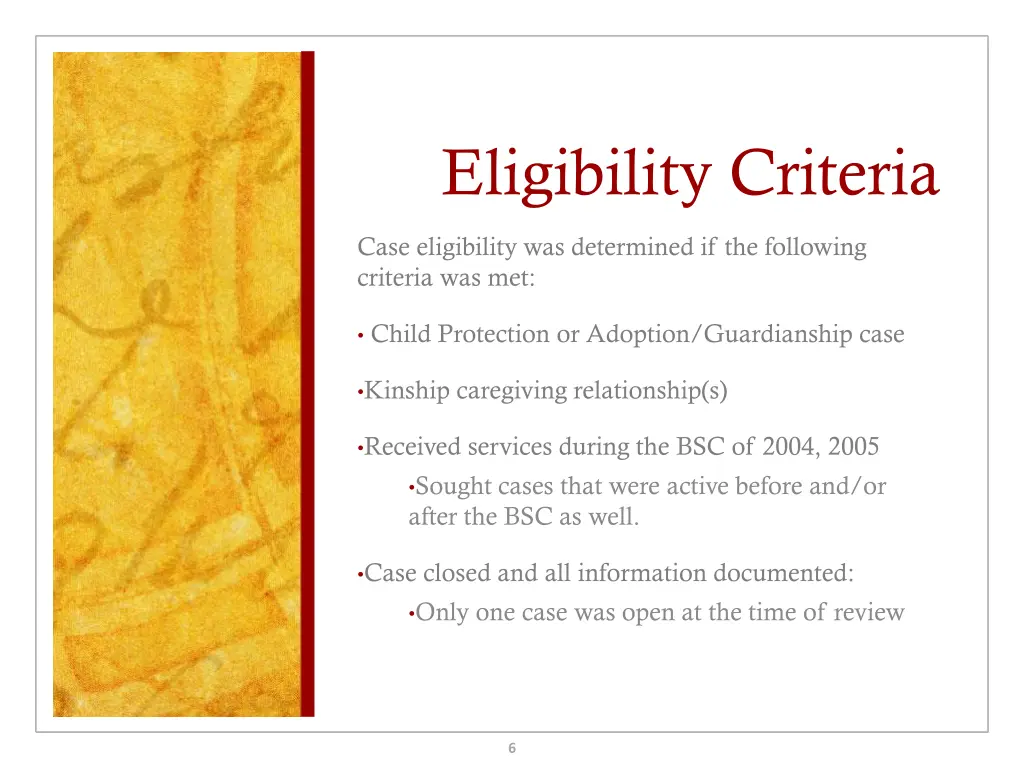 eligibility criteria