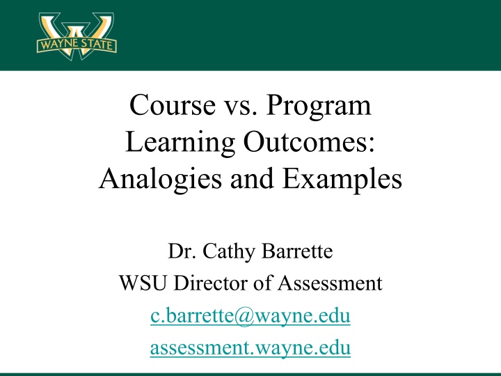 course vs program learning outcomes analogies