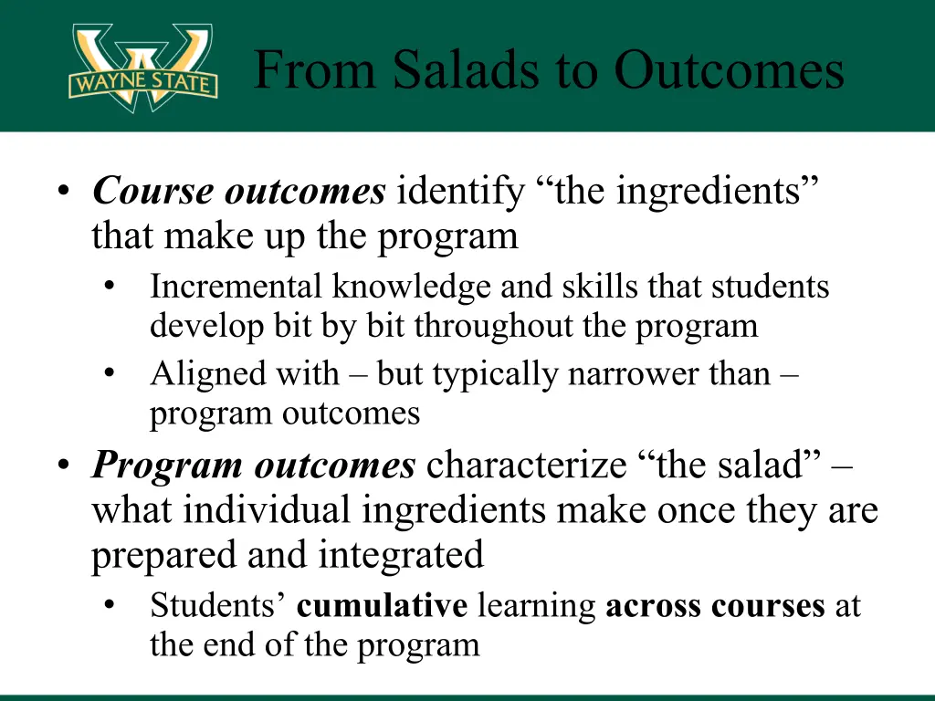 from salads to outcomes