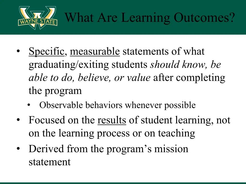 what are learning outcomes