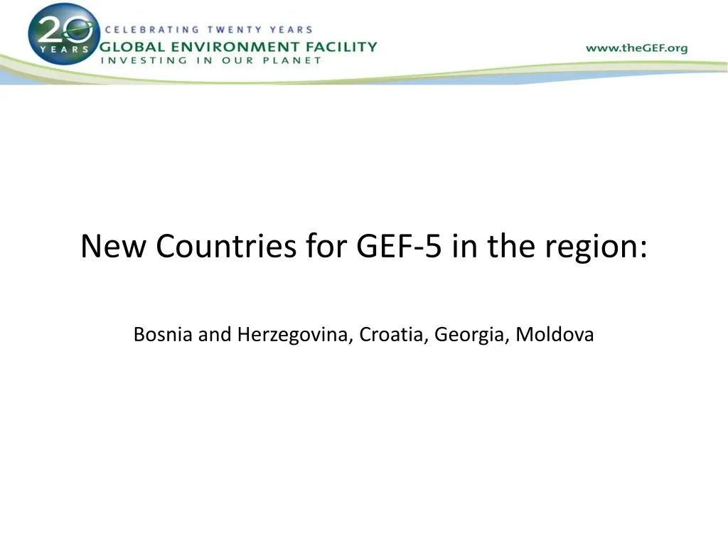 new countries for gef 5 in the region