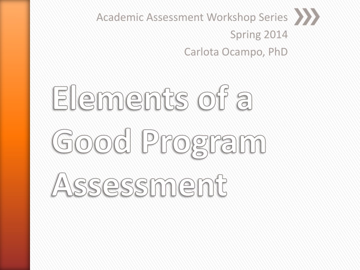 academic assessment workshop series