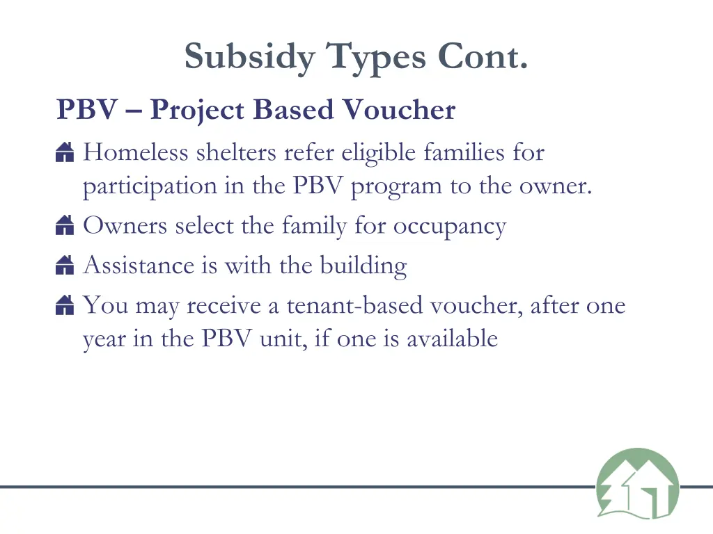 subsidy types cont pbv project based voucher