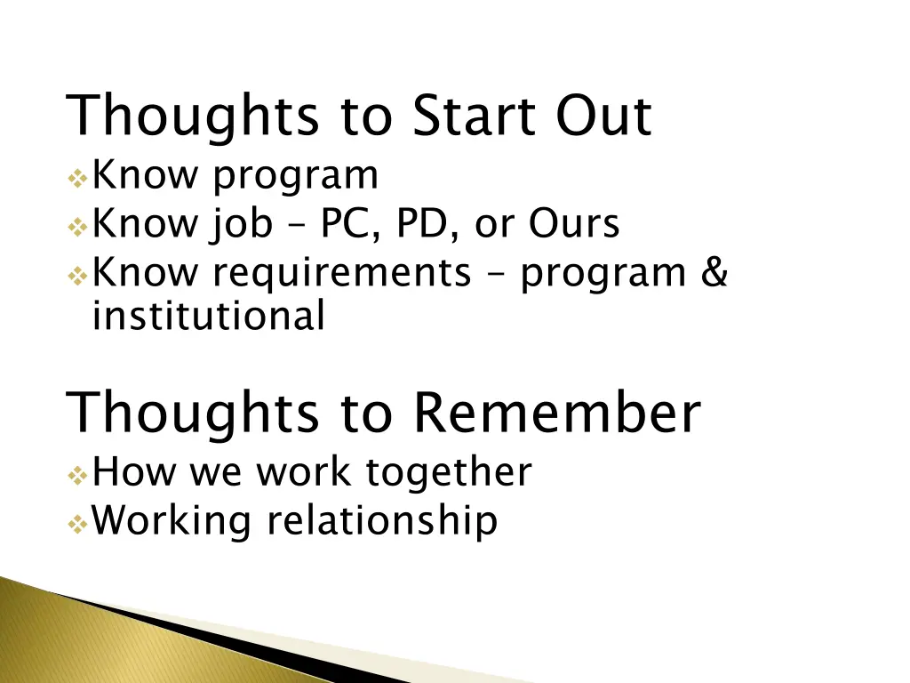 thoughts to start out know program know