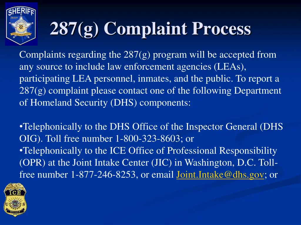 287 g complaint process