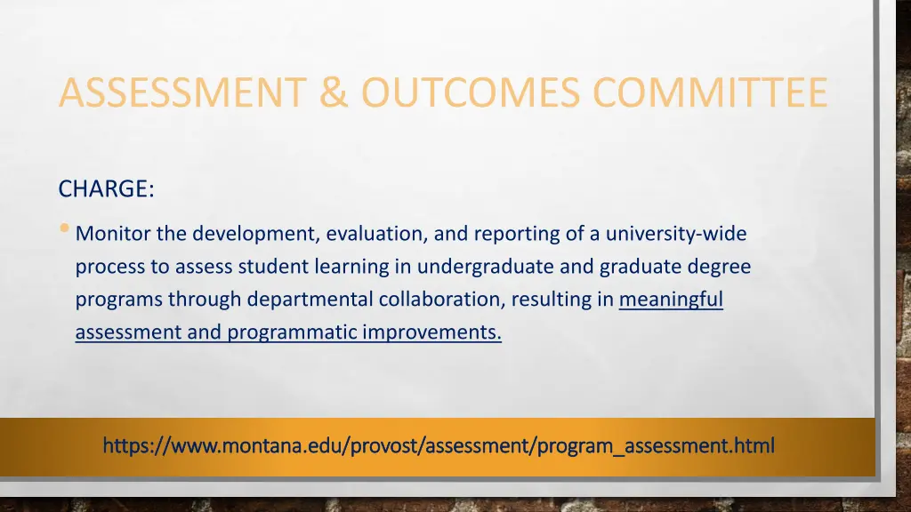 assessment outcomes committee