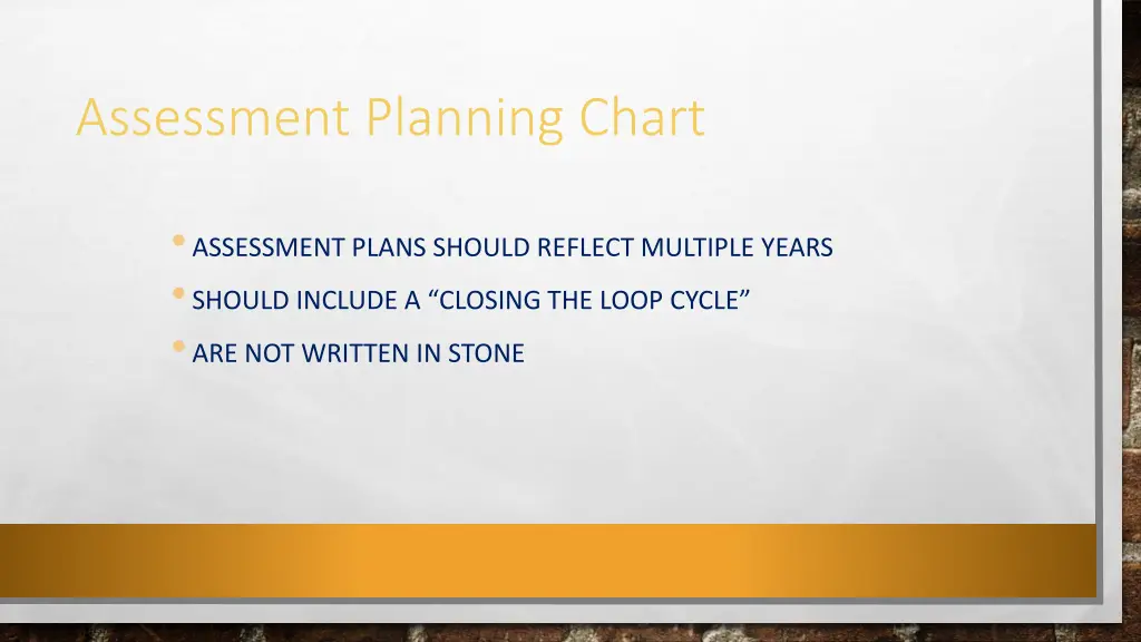 assessment planning chart