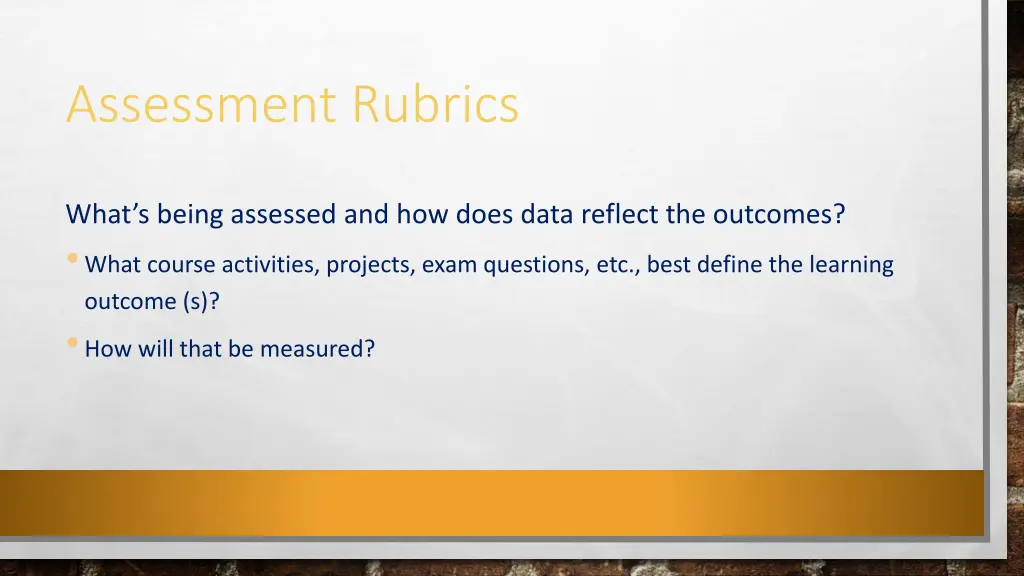 assessment rubrics