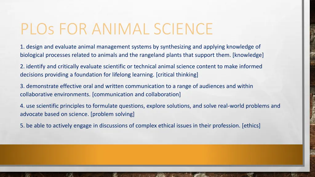 plos for animal science