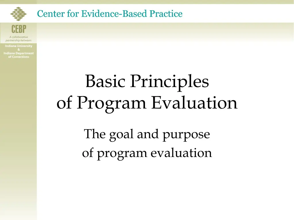 basic principles of program evaluation 1